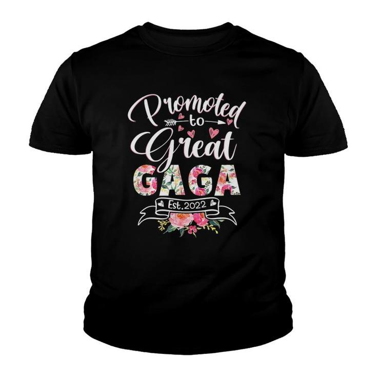 Promoted To Great Gaga Est 2022 Floral First Time Grandma Youth T-shirt