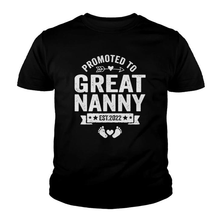 Promoted To Great Nanny Est 2022 Mother's Day Christmas Youth T-shirt