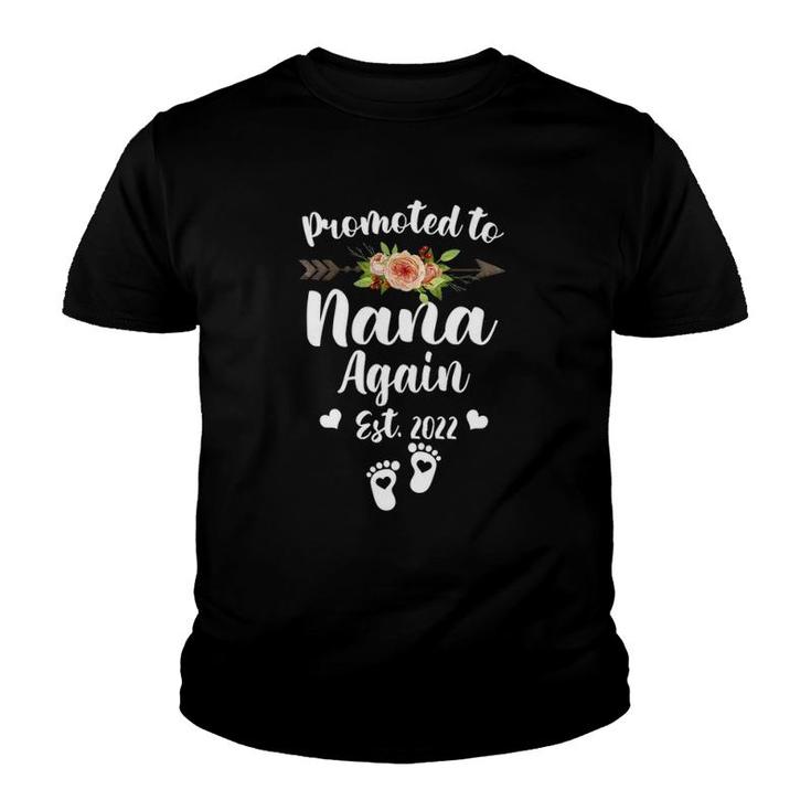Promoted To Nana Again 2022 Soon To Be New Grandma Pregnancy Youth T-shirt