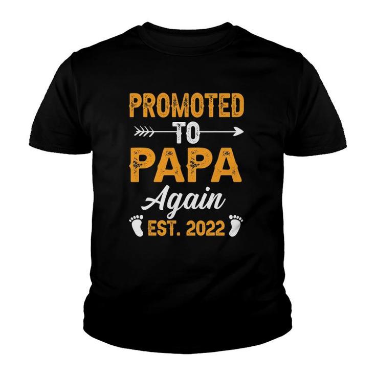 Promoted To Papa Again Est 2022 Father's Day First Time Youth T-shirt