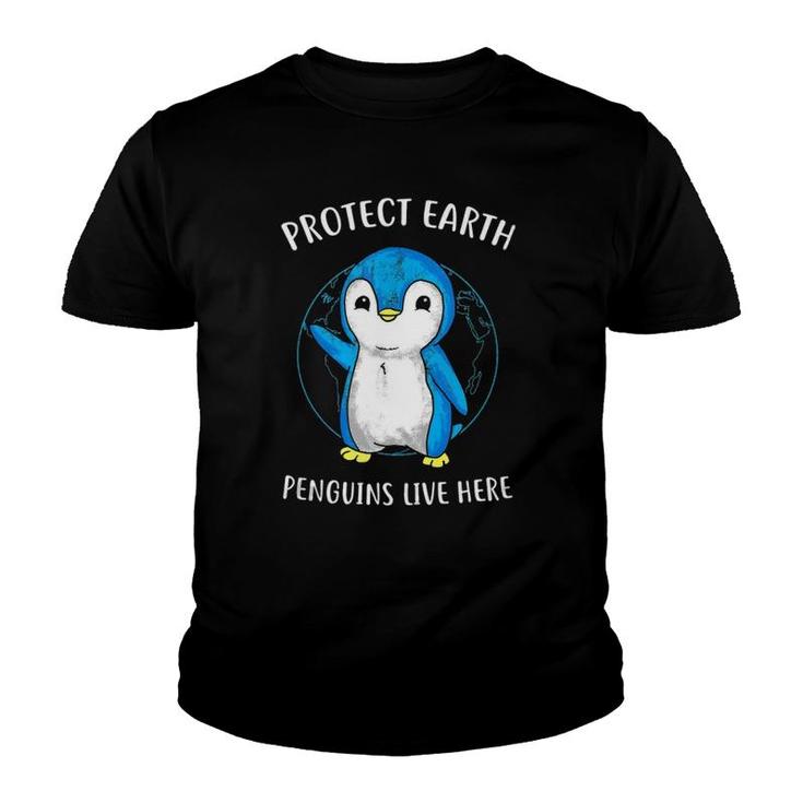 Protect Earth Penguins Live Here Environment  Youth T-shirt