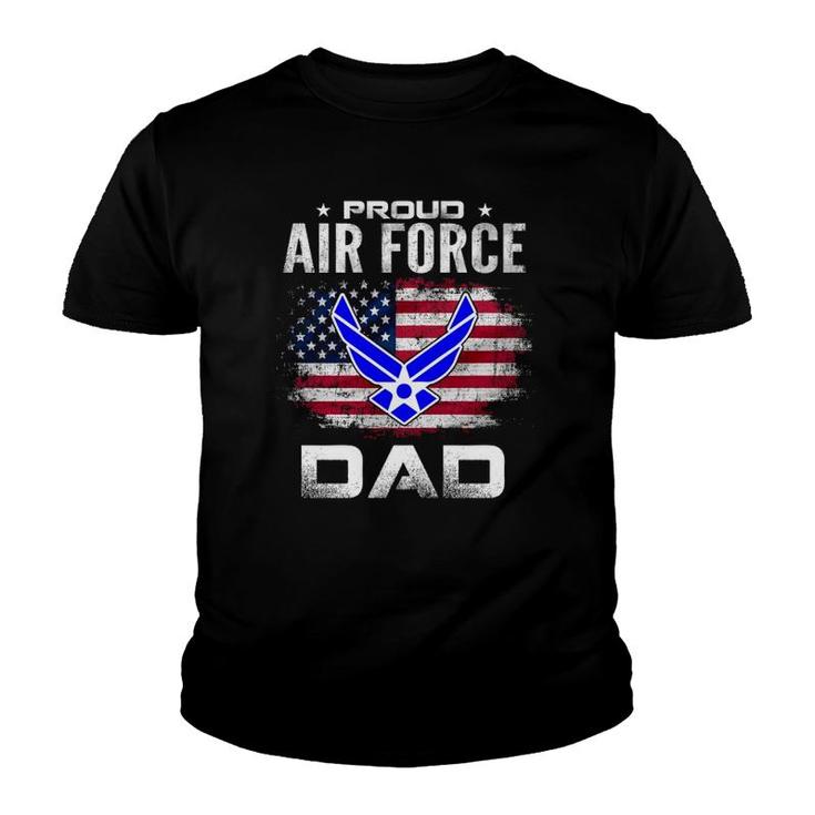 Proud Air Force Dad With American Flag Gift Veteran Youth T-shirt