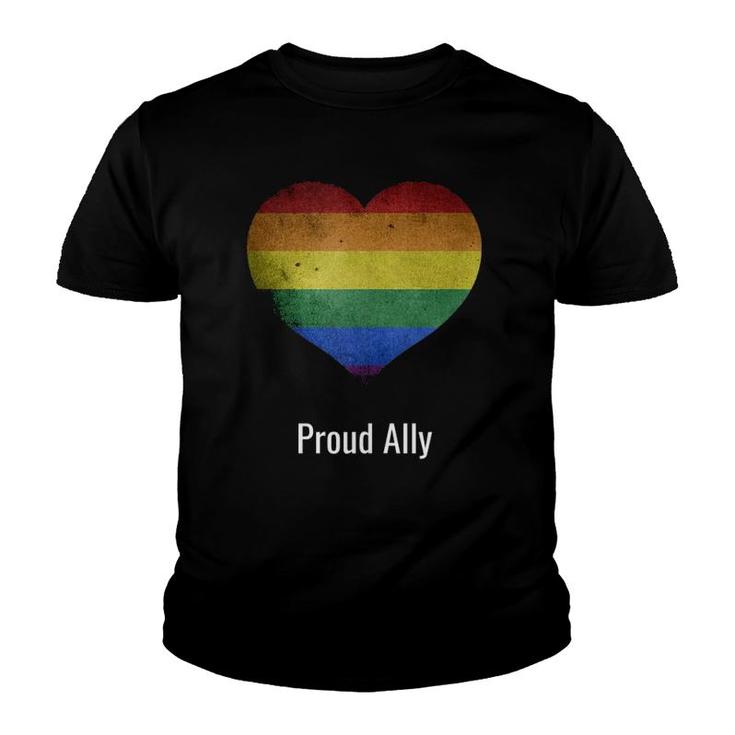 Proud Ally Rainbow Vintage Lgbtq Gay Pride Parade Women Men  Youth T-shirt