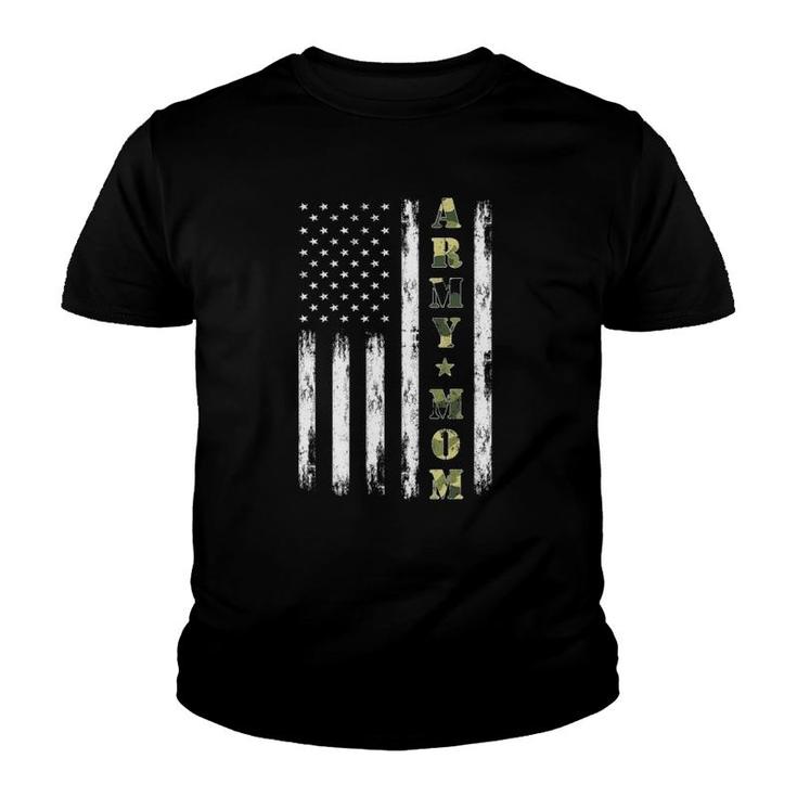 Proud Army Mom American Flag Camo Military Mom Mother's Day Youth T-shirt