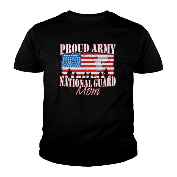 Proud Army National Guard Mom Dog Tag Flag  Mothers Day Youth T-shirt