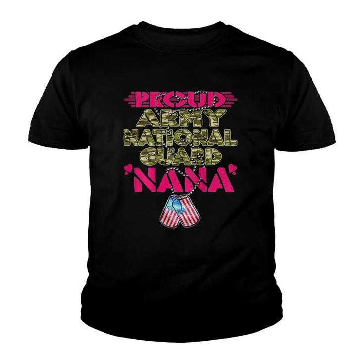 Proud Army National Guard Nana Dog Tag Military Grandmother Youth T-shirt