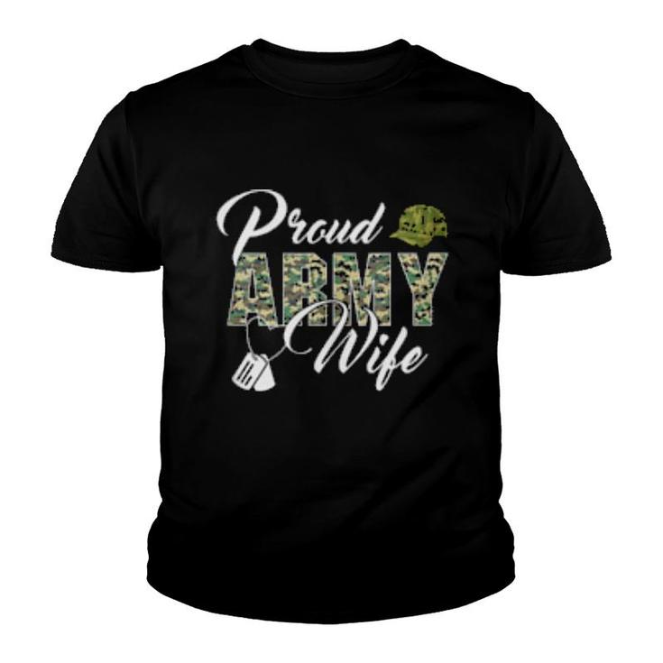 Proud Army Wife Of Us Military Soldier  Youth T-shirt