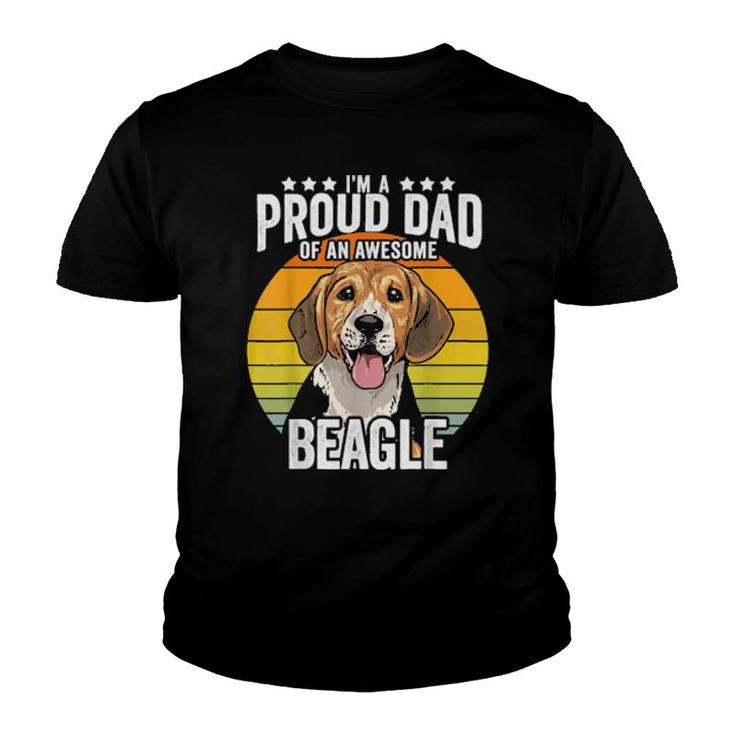 Proud Dad Beagle Dog Pet Love Retro Vintage Sunset  Youth T-shirt