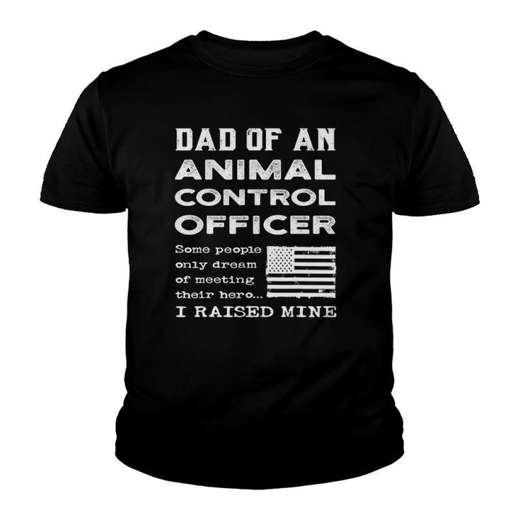 Proud Dad Of An Animal Control Officer Father Usa Flag Papa Youth T-shirt