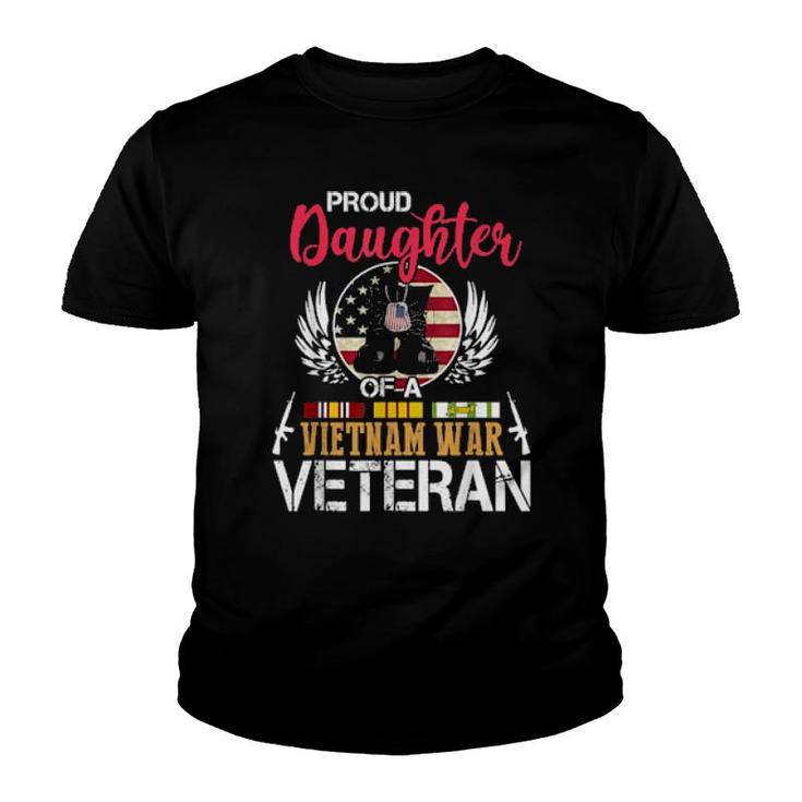Proud Daughter Vietnam War Veteran, American Flag Military  Youth T-shirt
