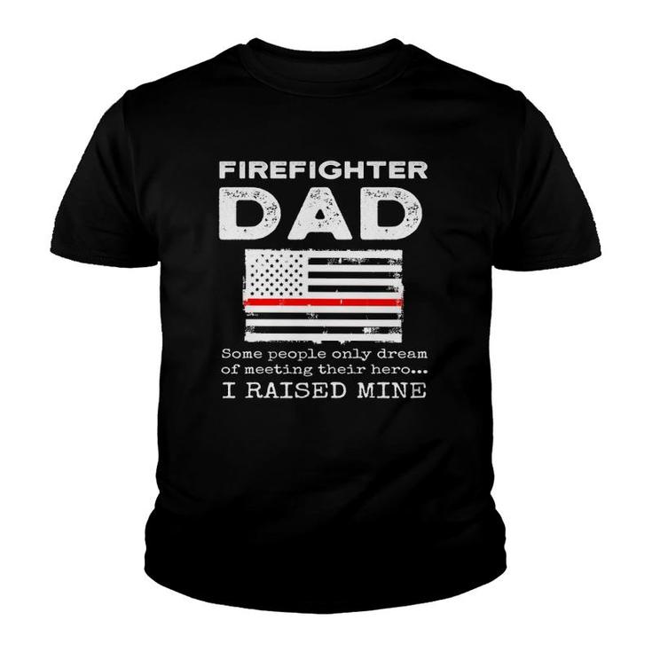 Proud Firefighter Dad Fireman Father American Flag  Youth T-shirt