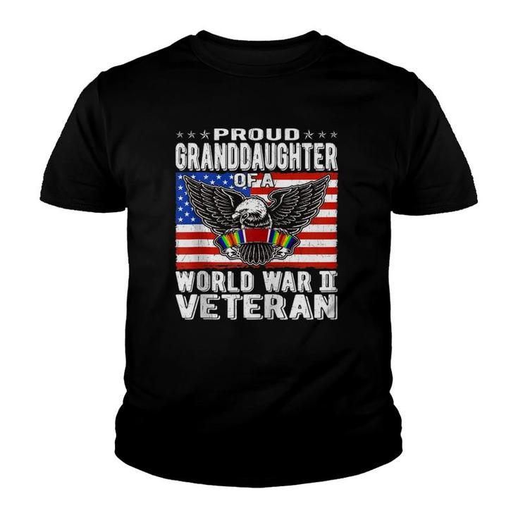 Proud Granddaughter Of A World War 2 Veteran Ww2 Family Gift Zip Youth T-shirt