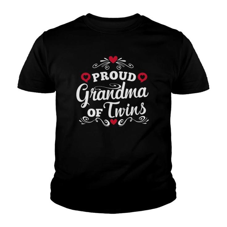 Proud Grandma Of Twins Grandmother Announcement Gift Youth T-shirt