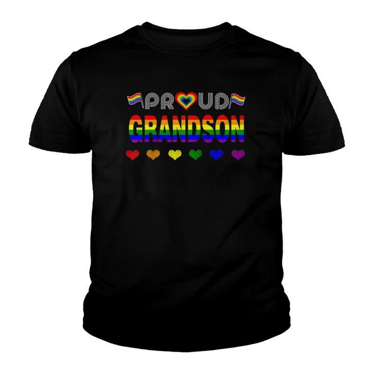 Proud Grandson Rainbow Lgbt Gay Pride Month Lgbt Raglan Baseball Tee Youth T-shirt