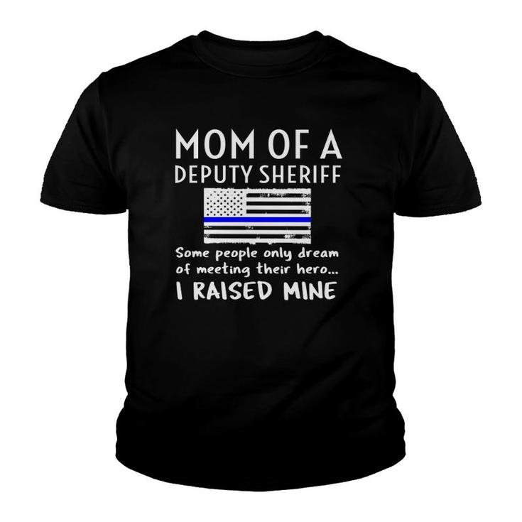 Proud Mom Of A Deputy Sheriff Mother Us Thin Blue Line Flag Youth T-shirt