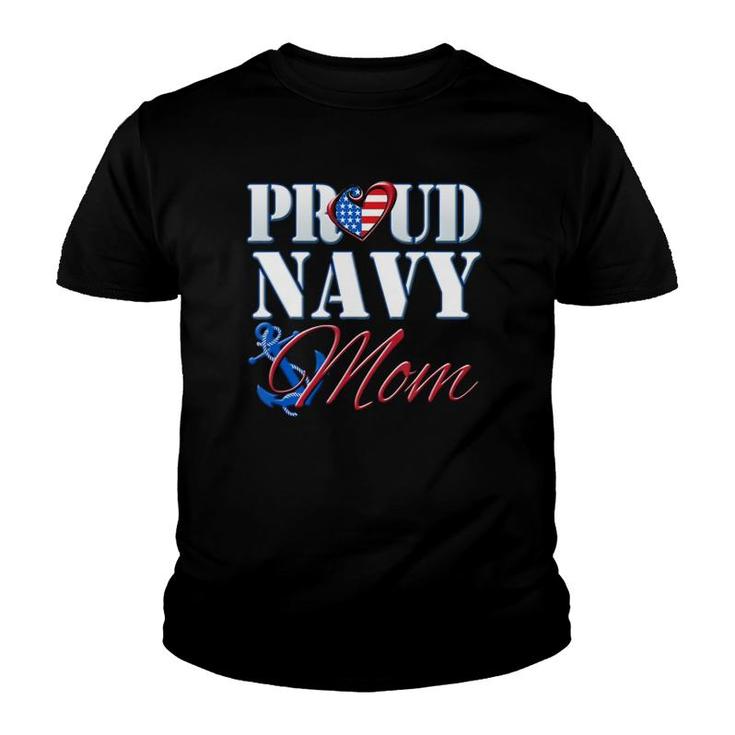 Proud Navy Mom Usa Heart American Flag  Mothers Day Youth T-shirt