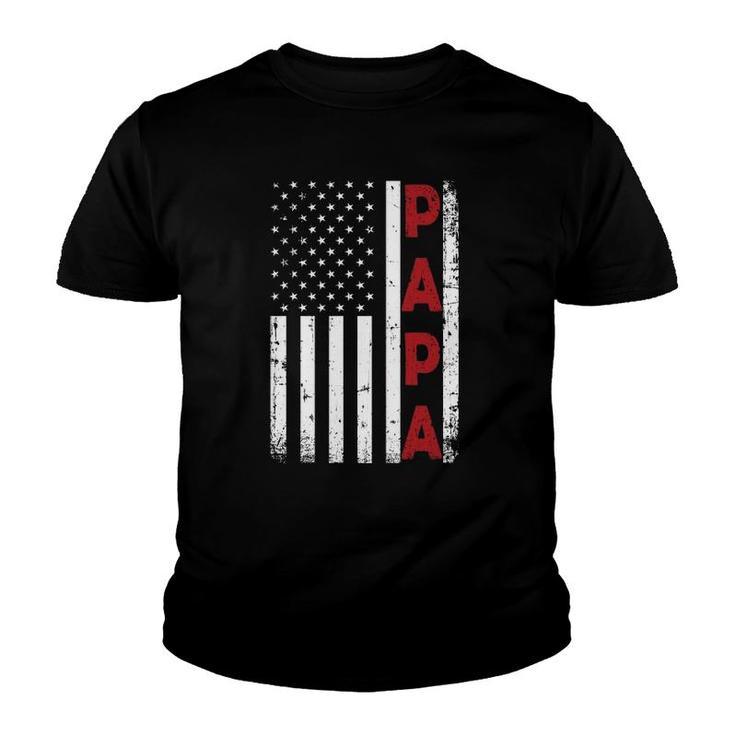 Proud Papa Usa Flag Father's Day Tee Gifts From Grandchildren Youth T-shirt
