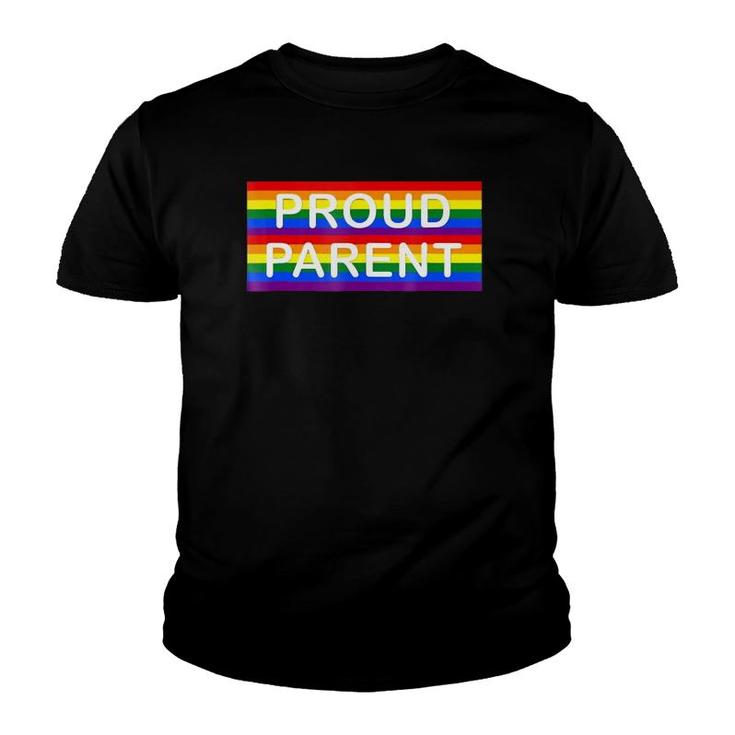 Proud Parent Lgbt Rainbow Flag Mom Dad Youth T-shirt