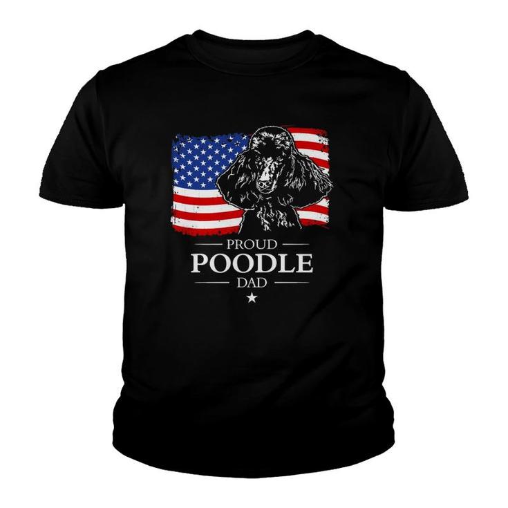 Proud Poodle Dad American Flag Patriotic Dog Gift  Youth T-shirt