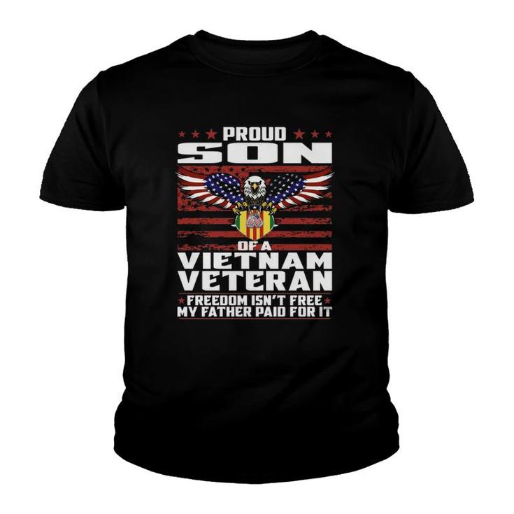 Proud Son Of A Vietnam Veteran Ribbon Military Family Gift  Youth T-shirt