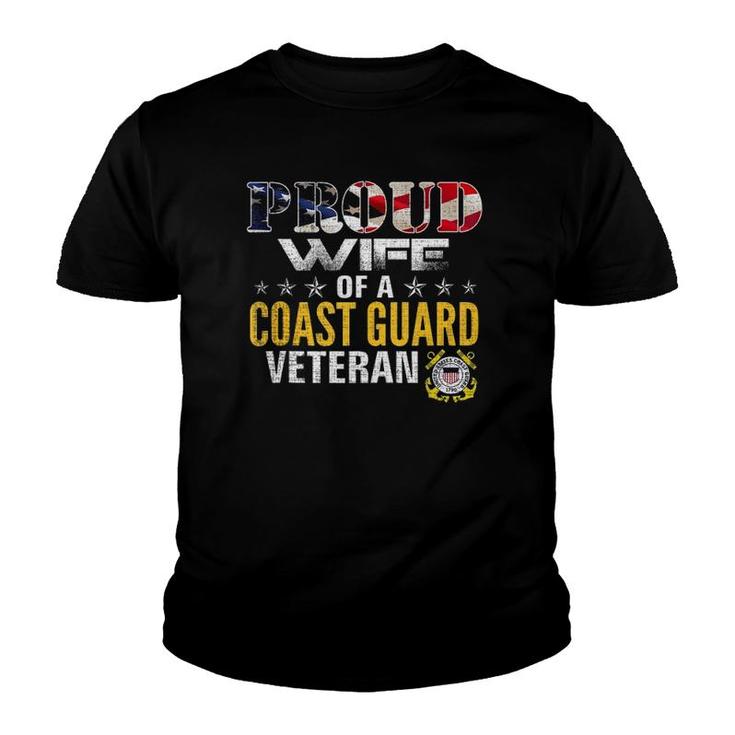 Proud Wife Of A Coast Guard Veteran American Flag Military Tank Top Youth T-shirt