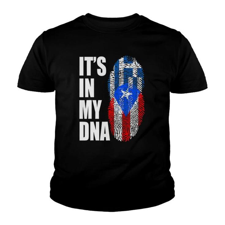 Puerto Rican And Greek Mix Dna Flag Heritage Youth T-shirt