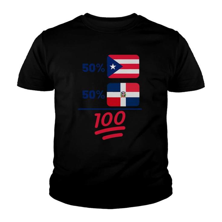 Puerto Rican Plus Dominican Heritage Nationality Flag Youth T-shirt