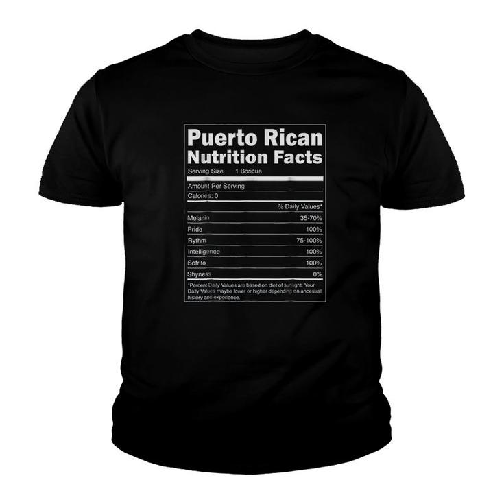 Puerto Rico Nutrition Facts Youth T-shirt