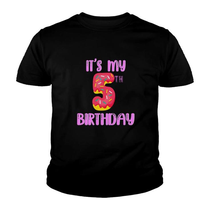 Purple Beautiful Design It Is My 5Th Birthday Youth T-shirt