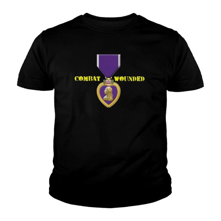 Purple Heart Combat Veteran  Veterans Day Youth T-shirt