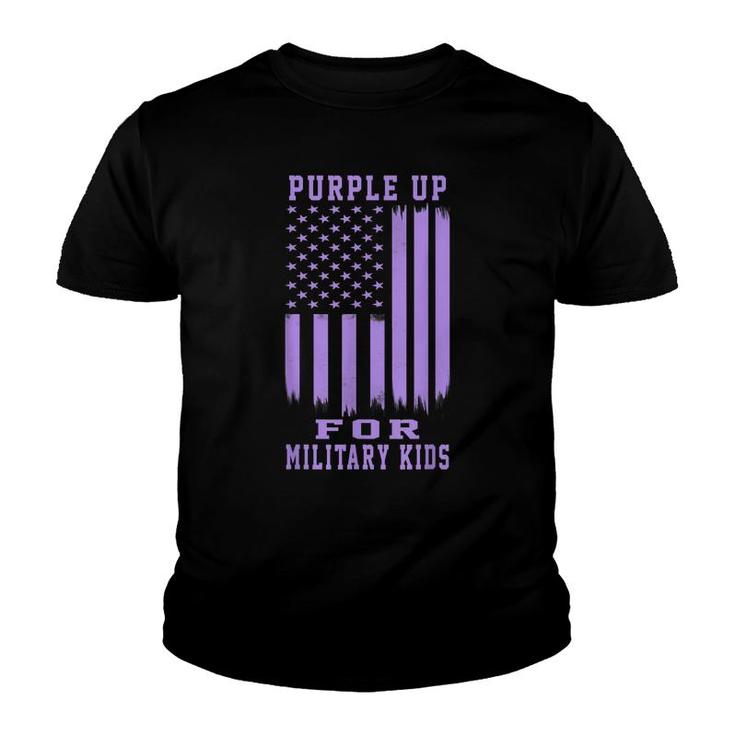Purple Up For Military Kids Month Military Army Soldier Kids  Youth T-shirt