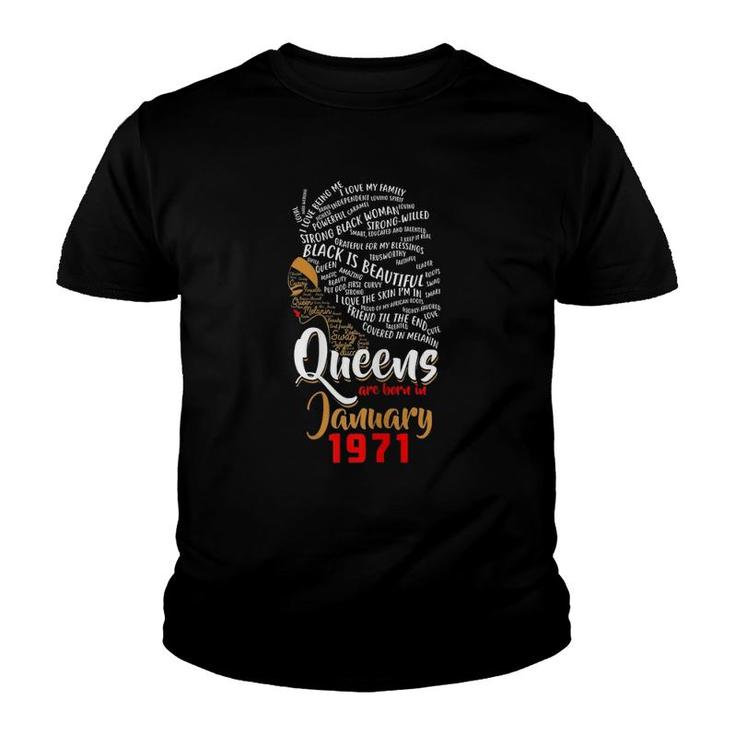 Queens Are Born In January 1971 49Th Birthday Cute Gift Youth T-shirt