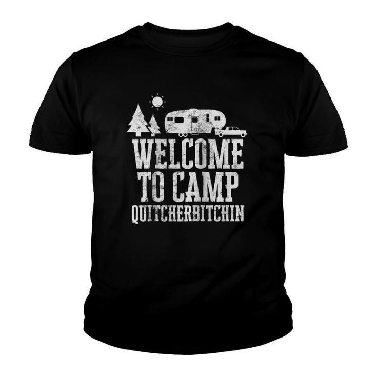 Quitcherbitchin Vintage  Camp Rv 5Th Wheel Camping Gift Raglan Baseball Tee Youth T-shirt