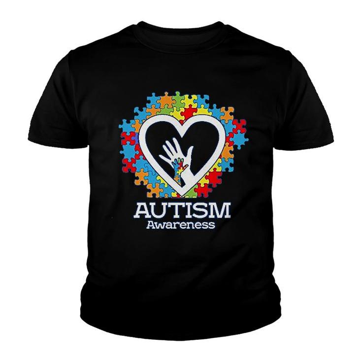 R Autism Awareness Hands In Heart Youth T-shirt