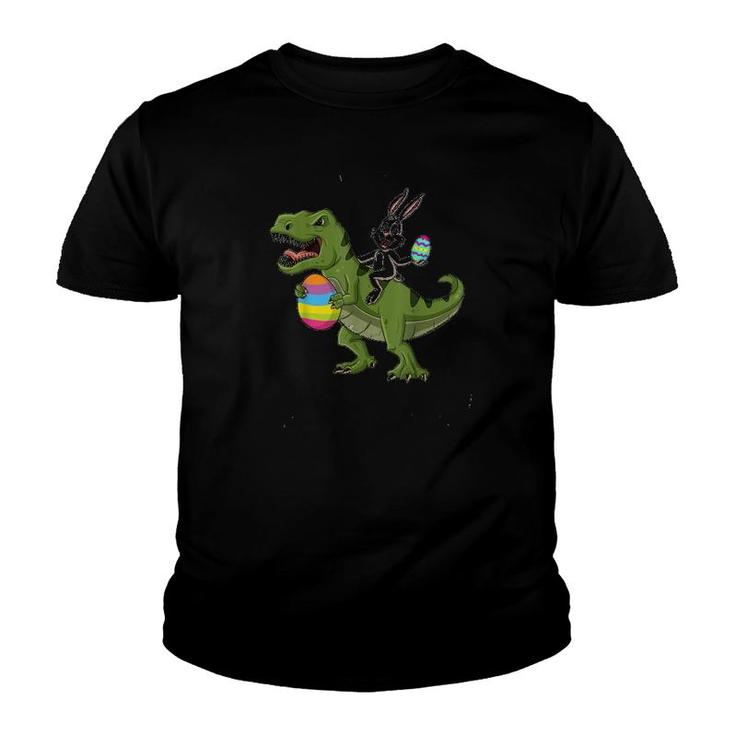 Rabbit Easter Day Riding T Rex Youth T-shirt