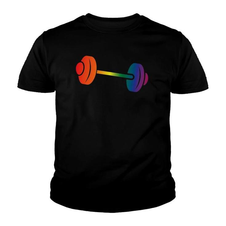 Rainbow Dumbbell Gift For Gay Gym Owners And Lgbtq Fitness Youth T-shirt