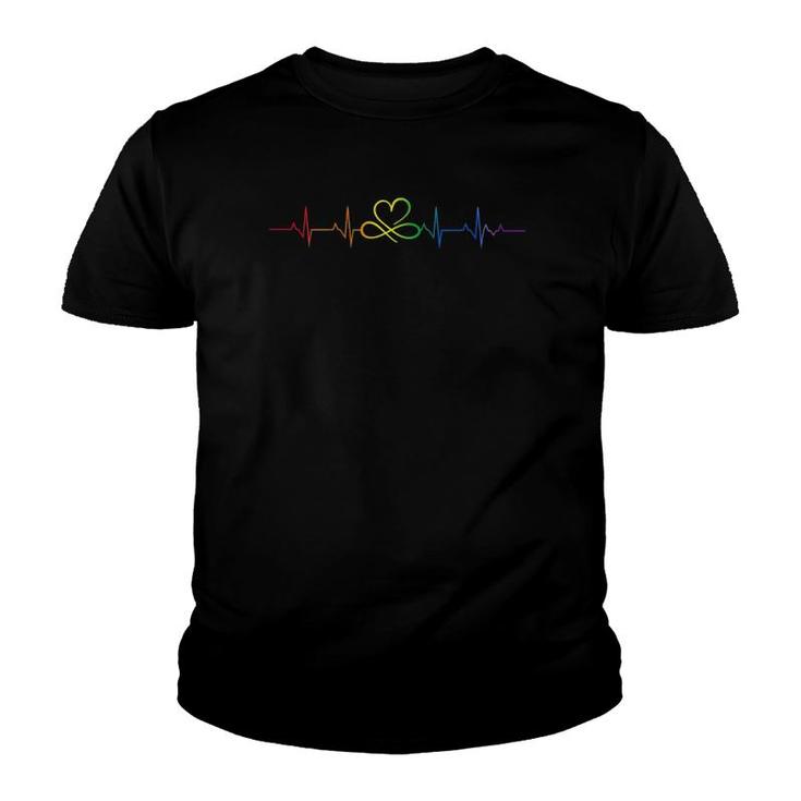 Rainbow Flag Lgbtq Heartbeat Gay Pride Month Lgbt Youth T-shirt
