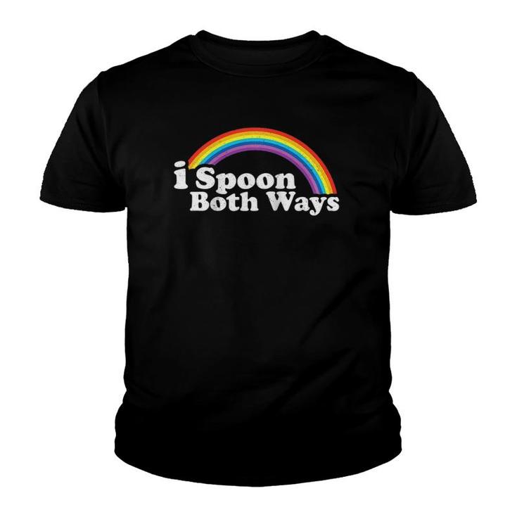 Rainbow Gay Pride Love I Spoon Both Ways Raglan Baseball Tee Youth T-shirt