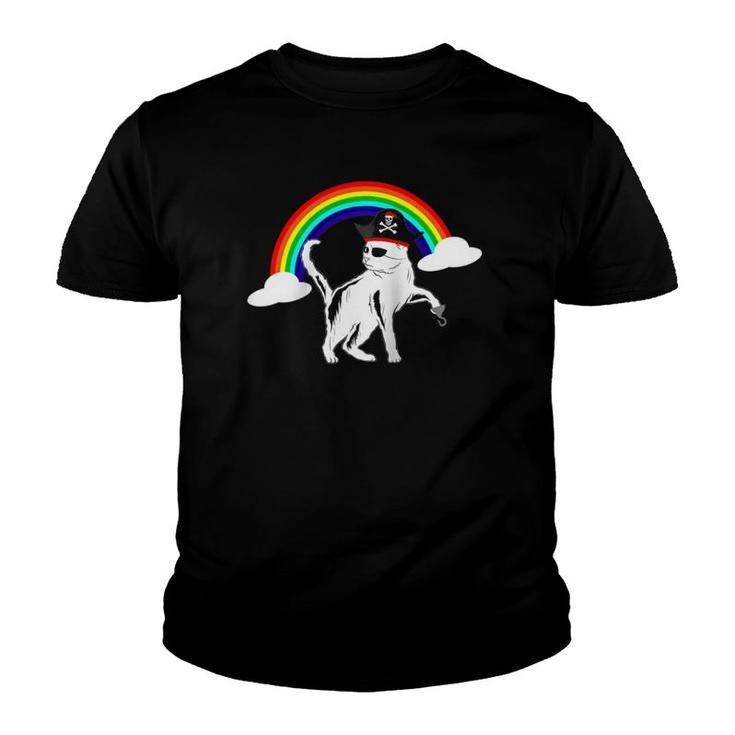 Rainbow Pirate Cat-Purrate Pirate Cat-Lgbt Pride Raglan Baseball Tee Youth T-shirt