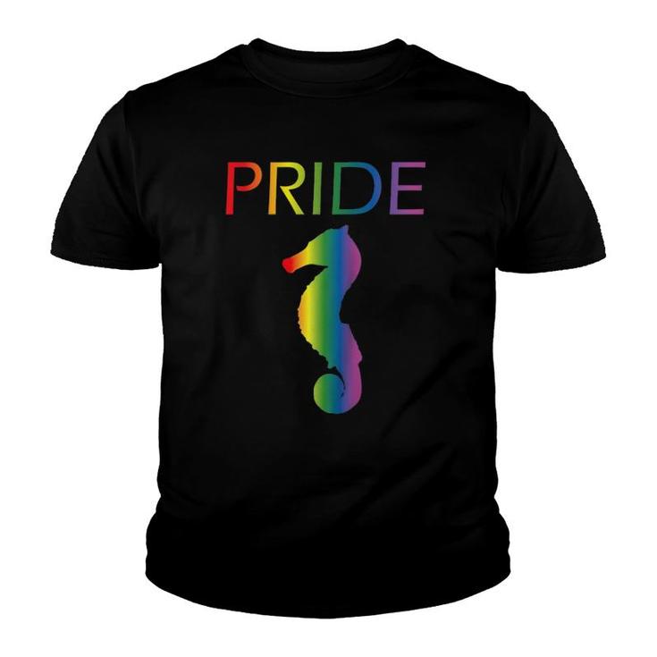 Rainbow Seahorse Pride Gay Pride Lgbtq Gay Seahorse Raglan Baseball Tee Youth T-shirt