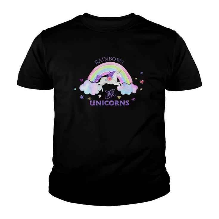Rainbows And Unicorns - Magical Cute Glitter Gift Youth T-shirt