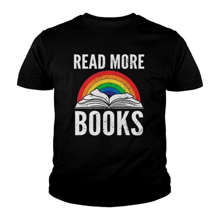 Read More Books Reading Vintage Retro Rainbow Youth T-shirt