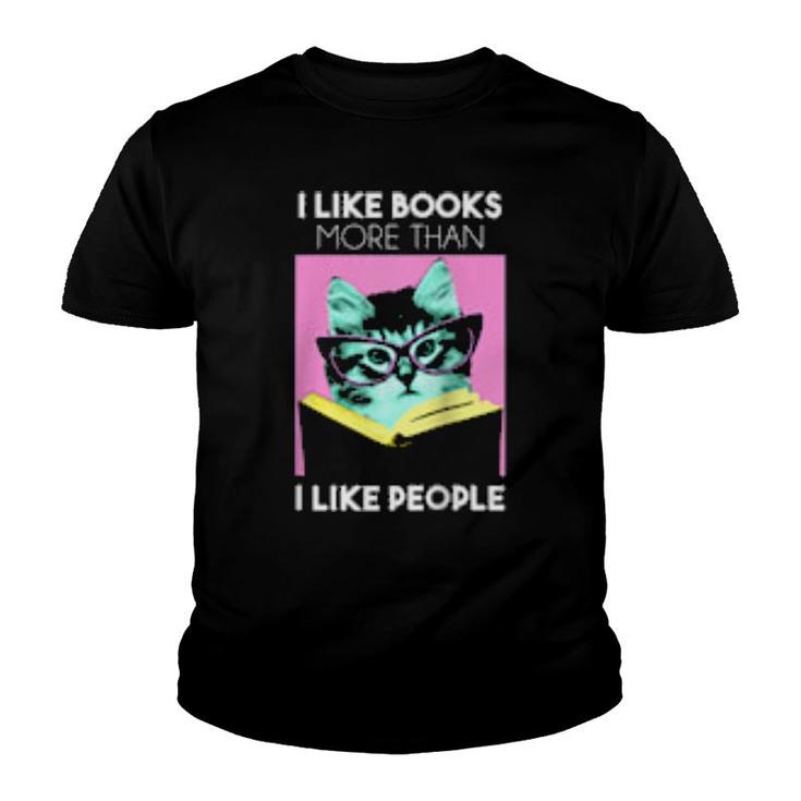 Reading Kitty I Like Books  Youth T-shirt