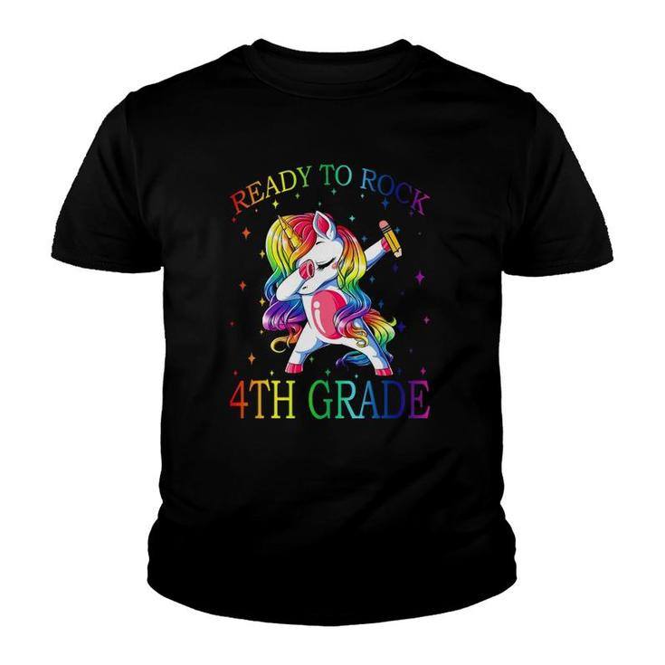 Ready To Rock 4Th Grade Unicorn Funny Back To School Youth T-shirt