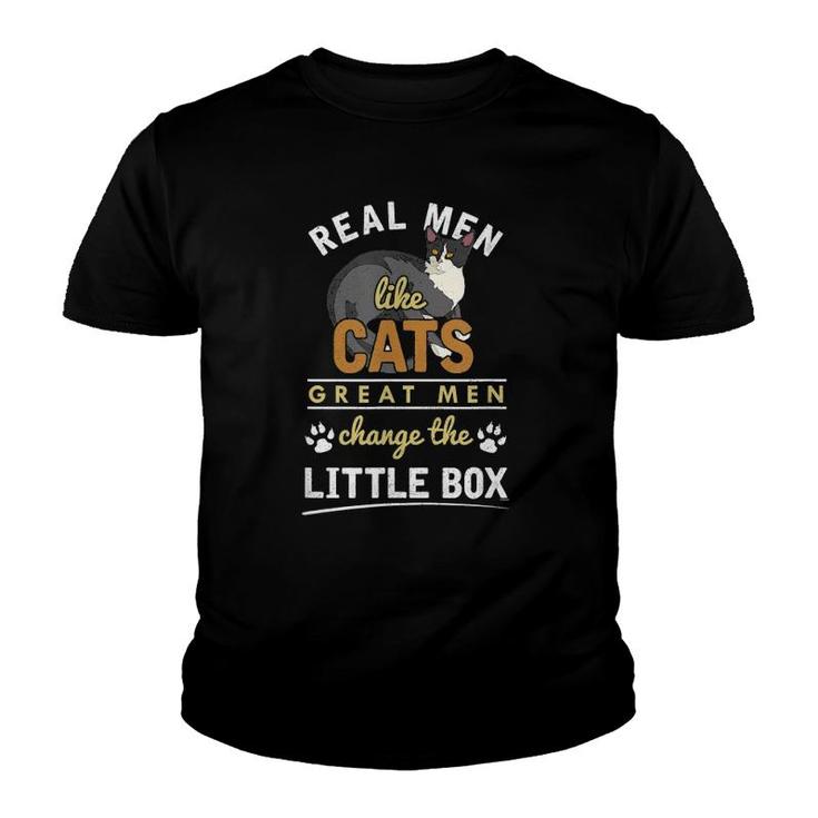 Real Men Like Cats Pets Cat Dad Funny Youth T-shirt