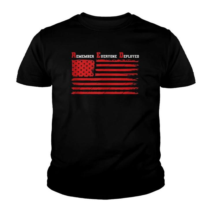 RED Flag Remember Everyone Deployed - Support The Troops  Youth T-shirt