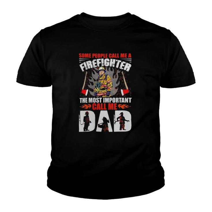 Red Line Cool Firefighter Graphics Dad Youth T-shirt