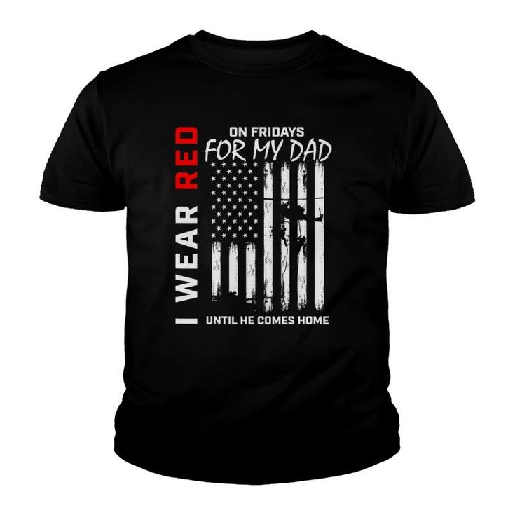Red On Friday Dad Military Remember Everyone Deployed Flag Youth T-shirt