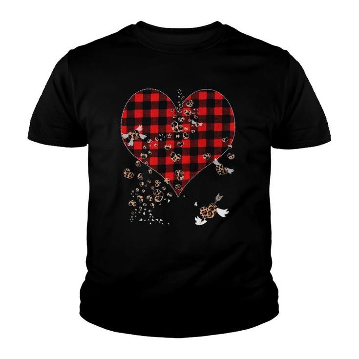 Red Plaid & Leopard Hearts  Cute Valentine's Day Youth T-shirt