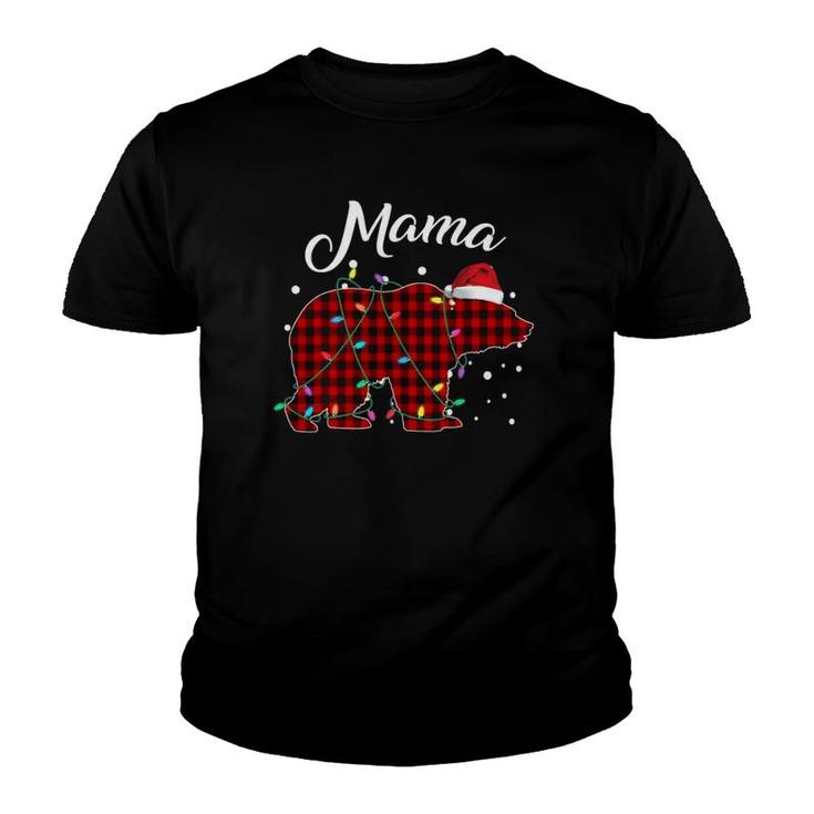Red Plaid Mama Bear Matching Buffalo Pajama Youth T-shirt